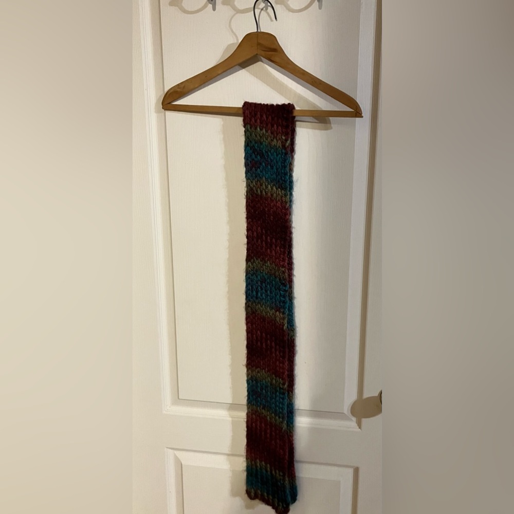 Handcrafted scarf. Multicolored. See pics for color patterns and measurements.